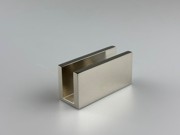 Square 50mm x 20mm Glass Shelf Bracket to Suit 10mm Glass - Polished Nickel